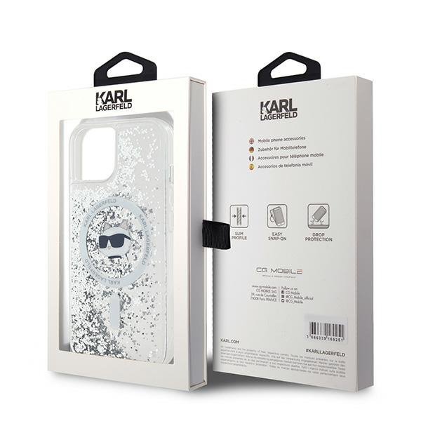 Karl Lagerfeld KLHMP15MLGCHSGH iPhone 15 Plus / 14 Plus 6.7&quot; hardcase transparent Liquid Glitter Choupette Head Magsafe