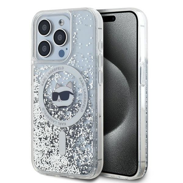 Karl Lagerfeld KLHMP15XLGCHSGH iPhone 15 Pro Max 6.7&quot; hardcase transparent Liquid Glitter Choupette Head Magsafe