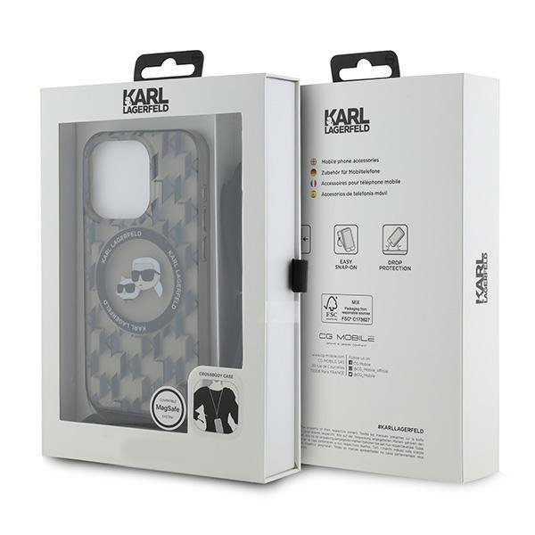 Karl Lagerfeld KLHMP15LHCKCKLCK iPhone 15 Pro 6.1" czarny/black hardcase IML Crossbody Monogram Karl & Choupette Head MagSa