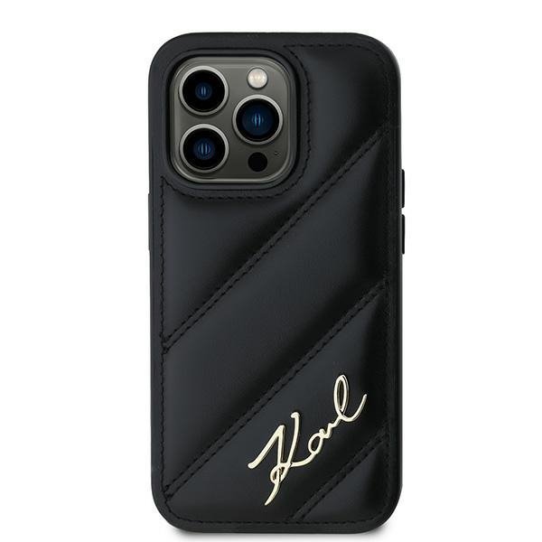 Karl Lagerfeld KLHCP14LPQDSMGK iPhone 14 Pro 6.1&quot; czarny/black hardcase Diagonal Quilted Script
