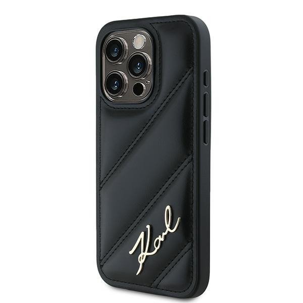 Karl Lagerfeld KLHCP15LPQDSMGK iPhone 15 Pro 6.1&quot; czarny/black hardcase Diagonal Quilted Script