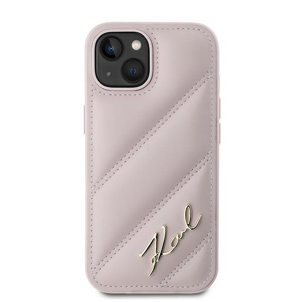 Karl Lagerfeld KLHCP15MPQDSMGP iPhone 15 Plus / 14 Plus 6.7&quot; różowy/pink hardcase Diagonal Quilted Script