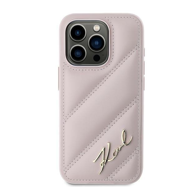 Karl Lagerfeld KLHCP15LPQDSMGP iPhone 15 Pro 6.1&quot; różowy/pink hardcase Diagonal Quilted Script