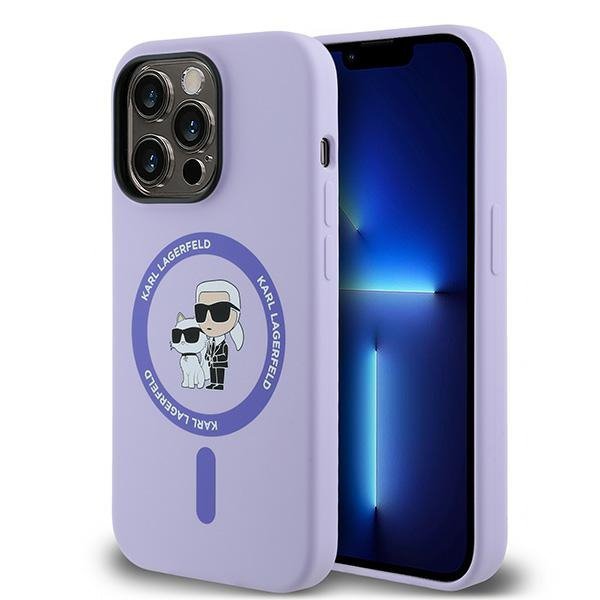 Karl Lagerfeld KLHMP14LSCMKCRHU iPhone 14 Pro 6.1&quot; fioletowy/purple hardcase Silicone Karl&Choupette Heads Ring MagSafe