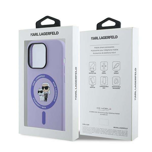 Karl Lagerfeld KLHMP14LSCMKCRHU iPhone 14 Pro 6.1&quot; fioletowy/purple hardcase Silicone Karl&Choupette Heads Ring MagSafe