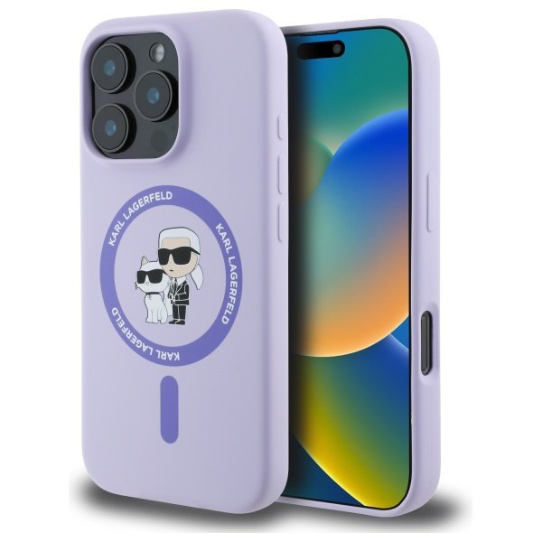 Karl Lagerfeld KLHMP16LSCMKCRHU iPhone16 Pro 6.3&quot; fioletowy/purple hardcase Silicone Karl&Choupette Ring MagSafe