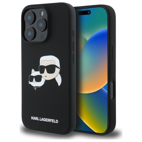 Karl Lagerfeld KLHMP16LSKCHPPLK iPhone16 Pro 6.3&quot; czarny/black hardcase Silicone Double Heads Print MagSafe