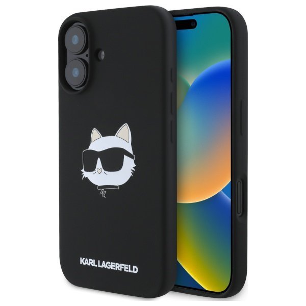 Karl Lagerfeld KLHMP16SSCHPPLK iPhone16 6.1&quot; czarny/black hardcase Silicone Choupette Head Print MagSafe