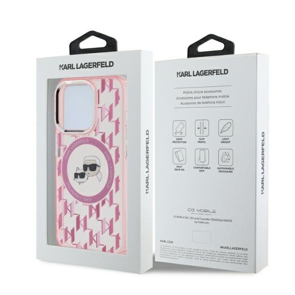 Karl Lagerfeld KLHMP15XHMCKMHP iPhone 15Pro Max 6.7&quot; różowy/pink IML Monogram Karl&Choupette Head MagSafe