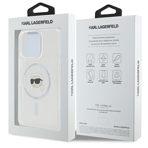 Karl Lagerfeld KLHMP16LHLSKIH iPhone16 Pro 6.3&quot; biały/white hardcase IML Metal Karl Head MagSafe