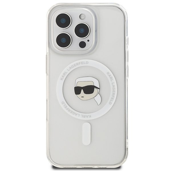 Karl Lagerfeld KLHMP16XHLSKIH iPhone16 Pro Max 6.9&quot; biały/white hardcase IML Metal Karl Head MagSafe
