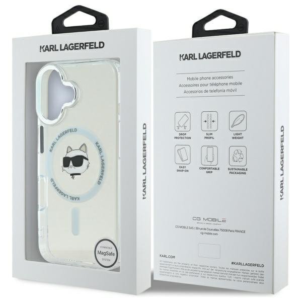 Karl Lagerfeld KLHMP16MHLSCHH iPhone 16 Plus 6.7&quot; biały/white hardcase IML Metal Choupette Head MagSafe
