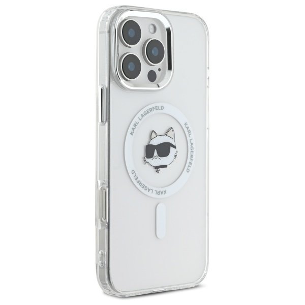 Karl Lagerfeld KLHMP16XHLSCHH iPhone16 Pro Max 6.9&quot; biały/white hardcase IML Metal Choupette Head MagSafe