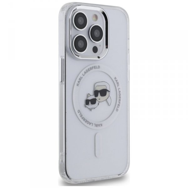 Karl Lagerfeld KLHMP14LHLSKCH iPhone14 Pro 6.1" biały/white hardcase IML Metal Karl&Choupette Head MagSafe