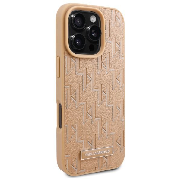Karl Lagerfeld KLHMP16LPKHPORPE iPhone16 Pro 6.3&quot; hardcase beżowy/beige Leather Monogram Metal Logo MagSafe