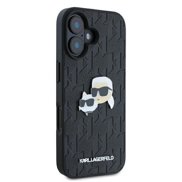 Karl Lagerfeld KLHCP16SPGKLKCPK iPhone16 6.1&quot; czarny/black hardcase Monogram Karl&Chaoupette Head Pin