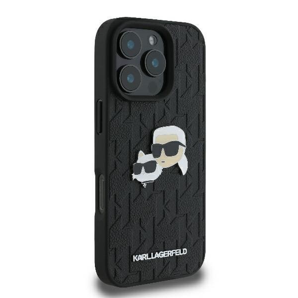 Karl Lagerfeld KLHCP16XPGKLKCPK iPhone16 Pro Max 6.9&quot; czarny/black hardcase Monogram Karl&Chaoupette Head Pin