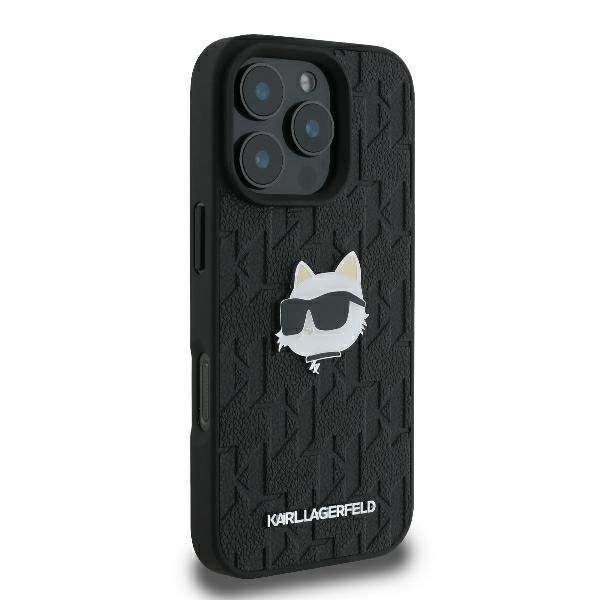 Karl Lagerfeld KLHCP16XPGKLCHPK iPhone16 Pro Max 6.9&quot; czarny/black hardcase Monogram Choupette Head Pin