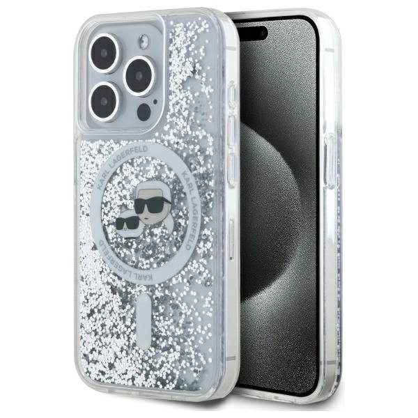 Karl Lagerfeld KLHMP15XLGKCSGH iPhone15 Pro Max 6.7&quot; hardcase transparent Liquid Glitter Karl&Choupette Head Magsafe