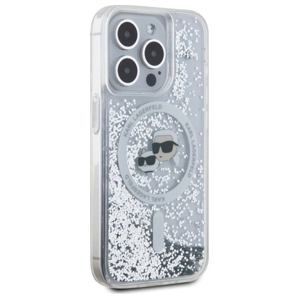 Karl Lagerfeld KLHMP15XLGKCSGH iPhone15 Pro Max 6.7&quot; hardcase transparent Liquid Glitter Karl&Choupette Head Magsafe