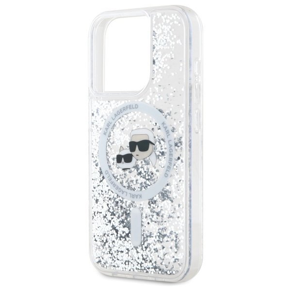 Karl Lagerfeld KLHMP15XLGKCSGH iPhone15 Pro Max 6.7&quot; hardcase transparent Liquid Glitter Karl&Choupette Head Magsafe