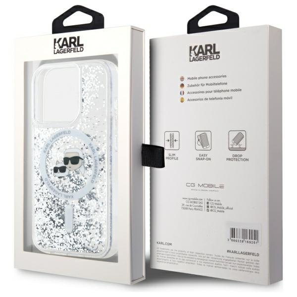 Karl Lagerfeld KLHMP15XLGKCSGH iPhone15 Pro Max 6.7&quot; hardcase transparent Liquid Glitter Karl&Choupette Head Magsafe
