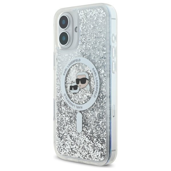 Karl Lagerfeld KLHMP16MLGKCSGH iPhone16 Plus 6.7&quot; hardcase transparent Liquid Glitter Karl&Choupette Head Magsafe