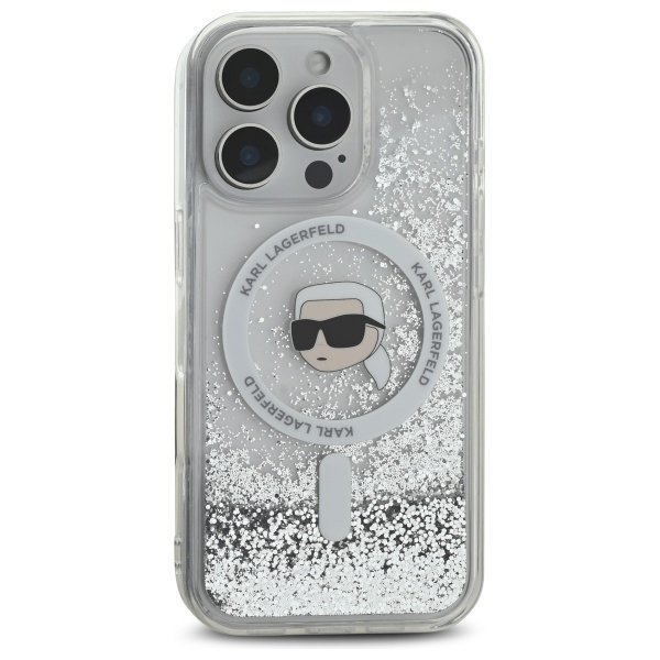 Karl Lagerfeld KLHMP16XLGKISGH iPhone 16 Pro Max 6.9&quot; hardcase transparent Liquid Glitter Karl Head Magsafe