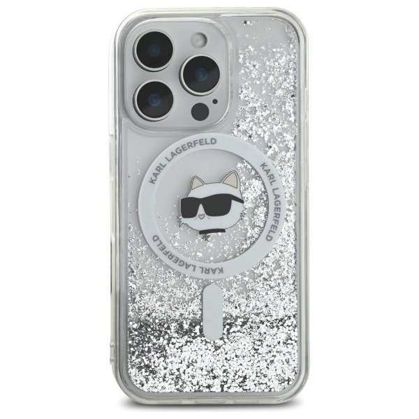 Karl Lagerfeld KLHMP16LLGCHSGH iPhone16 Pro 6.3&quot; hardcase transparent Liquid Glitter Choupette Head Magsafe