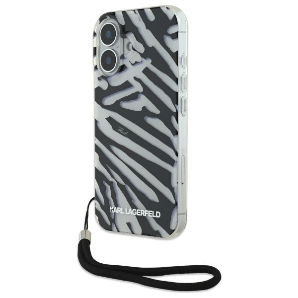 Karl Lagerfeld KLHCP16SHZBPKCCK iPhone16 6.1&quot; czarny/black hardcase IML Zebra Pattern & Cord