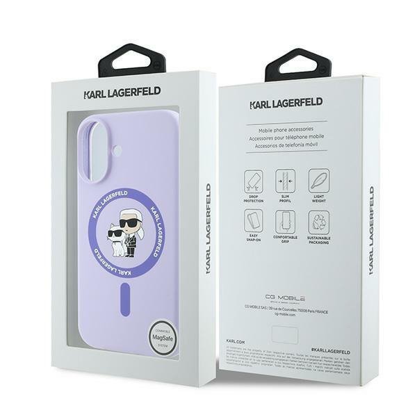 Karl Lagerfeld KLHMP16SSCMKCRHU iPhone16 6.1&quot; fioletowy/purple hardcase Silicone Karl&Choupette Ring MagSafe