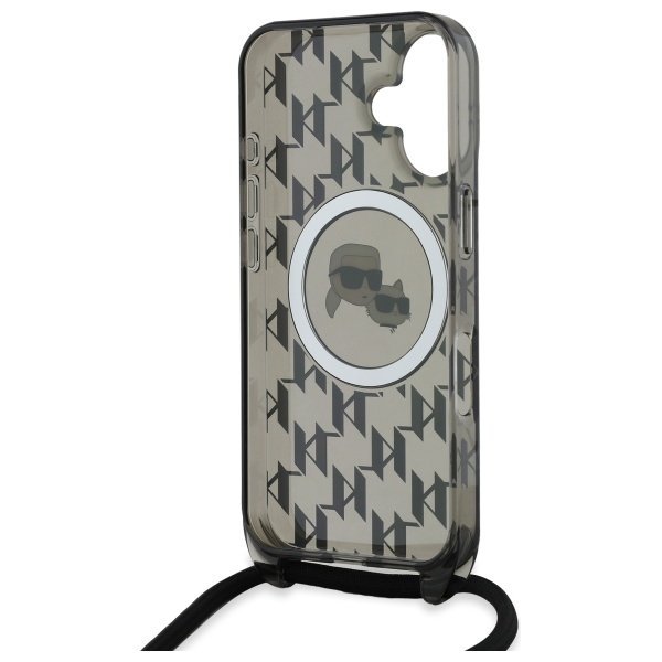 Karl Lagerfeld KLHMP16SHCKCKLCK iPhone   16 6.1&quot; czarny/black hardcase IML Crossbody Monogram Karl & Choupette Head MagSafe