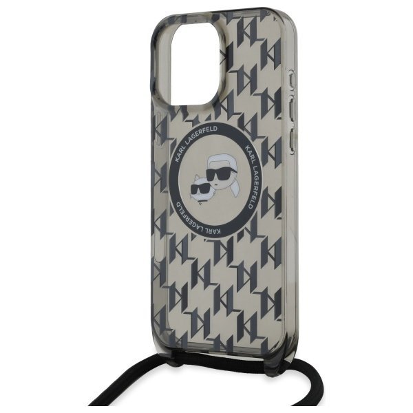Karl Lagerfeld KLHMP16LHCKCKLCK iPhone 16 Pro 6.3&quot; czarny/black hardcase IML Crossbody Monogram Karl & Choupette Head MagSa