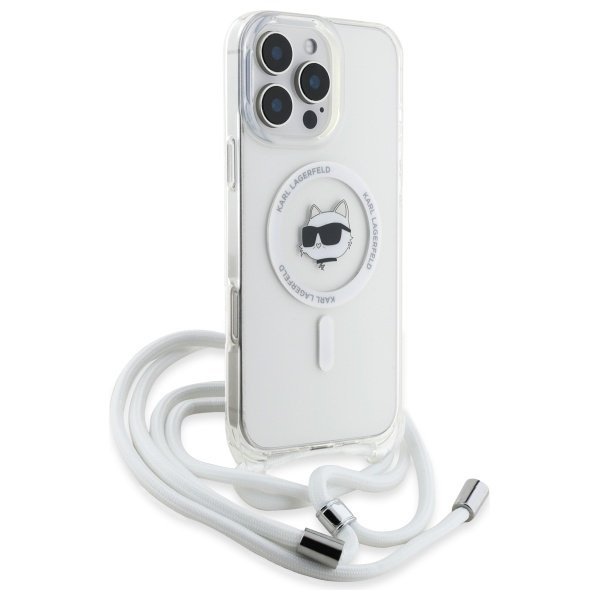 Karl Lagerfeld KLHMP16LHCCHNT iPhone 16  Pro 6.3&quot; hardcase transparent IML Choupette Head & Cord Magsafe