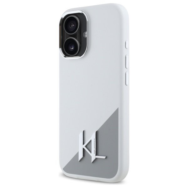 Karl Lagerfeld KLHMP16SSCMKMPCH iPhone   16 6,1&quot; biały/white hardcase Silicone Initial Metal Logo MagSafe