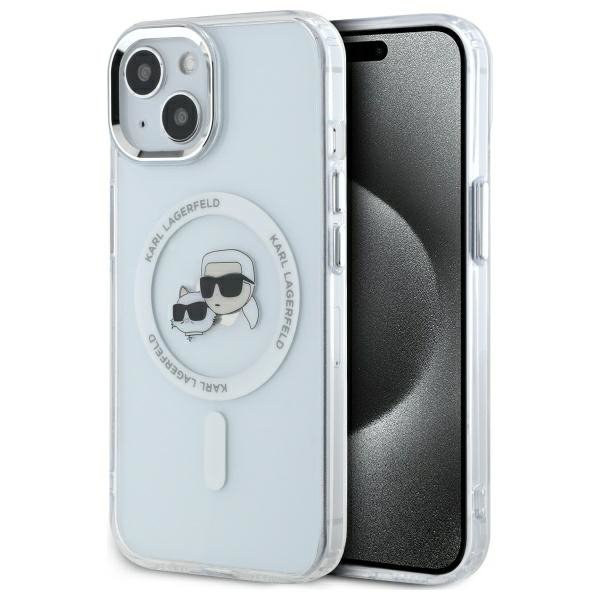 Karl Lagerfeld KLHMP14SHLSKCH iPhone 14  6.1&quot; biały/white hardcase IML Metal Karl&Choupette Head MagSafe