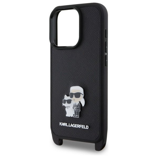 Karl Lagerfeld KLHCP16XSAKCPBK iPhone 16 Pro Max 6.9&quot; czarny/black hardcase Saffiano Karl&Choupette Metal Pin CBDY Strap