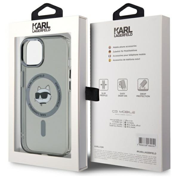 Karl Lagerfeld KLHMP15SHLSCHK iPhone 15  6.1&quot; czarny/black hardcase IML Metal Choupette Head MagSafe