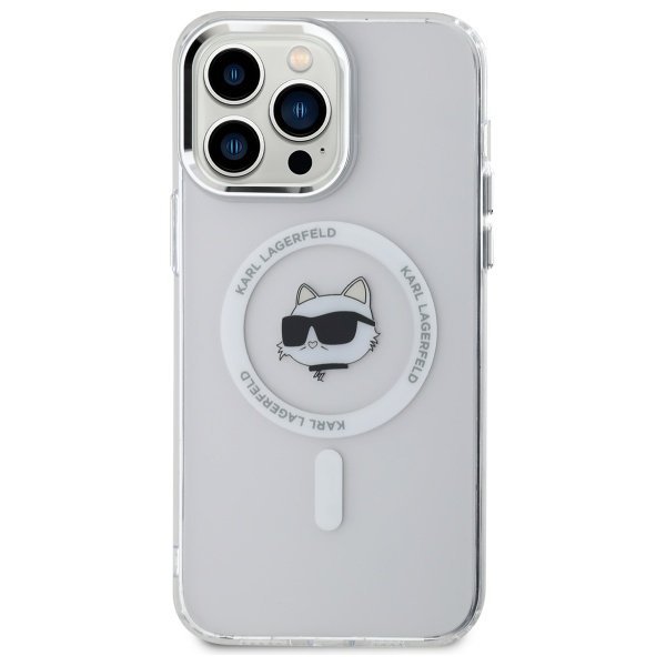 Karl Lagerfeld KLHMP13XHLSCHH iPhone 13  Pro Max 6.7&quot; biały/white hardcase IML Metal Choupette Head MagSafe