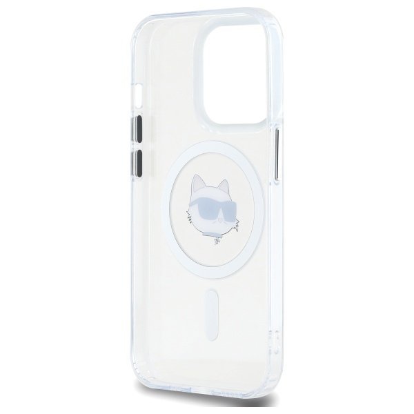 Karl Lagerfeld KLHMP14LHLSCHH iPhone 14  Pro 6.1&quot; biały/white hardcase IML Metal Choupette Head MagSafe
