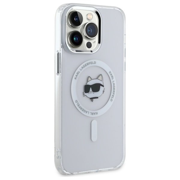 Karl Lagerfeld KLHMP14XHLSCHH iPhone 14  Pro Max 6.7&quot; biały/white hardcase IML Metal Choupette Head MagSafe