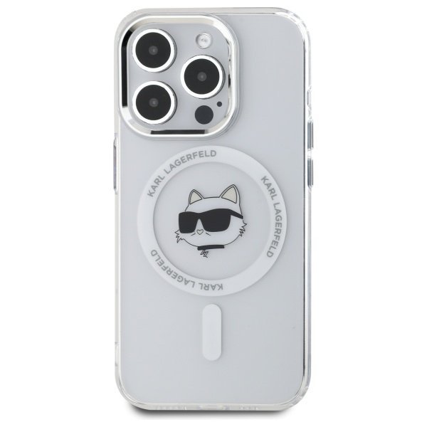 Karl Lagerfeld KLHMP15LHLSCHH iPhone 15  Pro 6.1&quot; biały/white hardcase IML Metal Choupette Head MagSafe