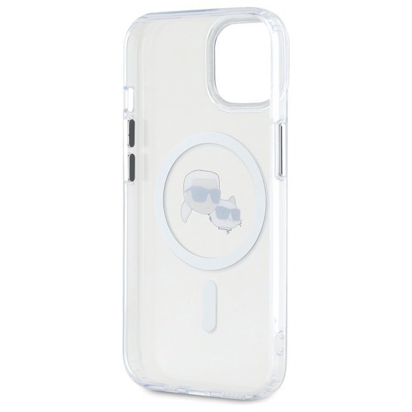 Karl Lagerfeld KLHMP15SHLSKCH iPhone 15  6.1&quot; biały/white hardcase IML Metal Karl&Choupette Head MagSafe