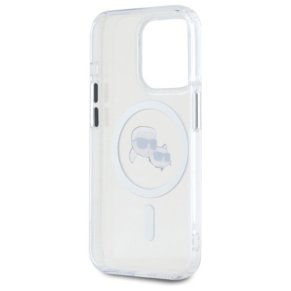 Karl Lagerfeld KLHMP15LHLSKCH iPhone 15  Pro 6.1&quot; biały/white hardcase IML Metal Karl&Choupette Head MagSafe