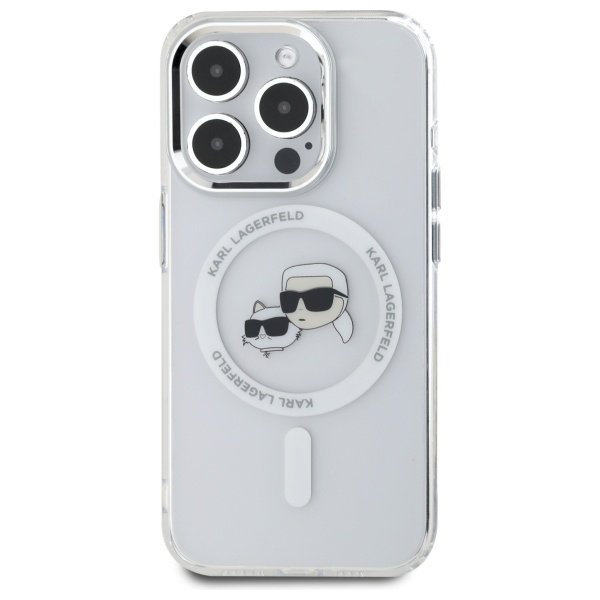 Karl Lagerfeld KLHMP15XHLSKCH iPhone 15  Pro Max 6.7&quot; biały/white hardcase IML Metal Karl&Choupette Head MagSafe