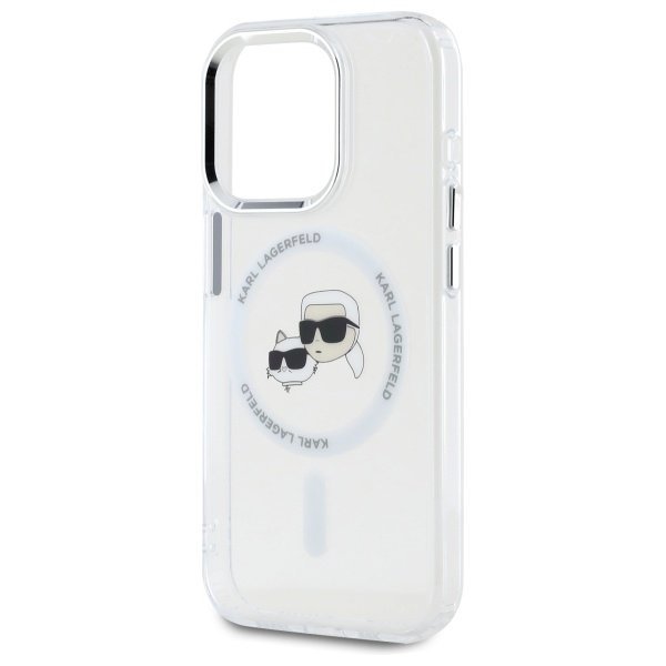Karl Lagerfeld KLHMP15XHLSKCH iPhone 15  Pro Max 6.7&quot; biały/white hardcase IML Metal Karl&Choupette Head MagSafe