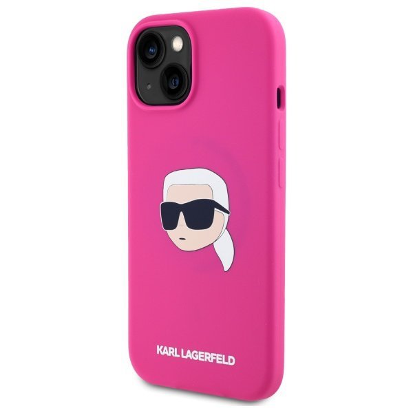 Karl Lagerfeld KLHMP15SSKHPPLF iPhone 15 6.1&quot; fuksja/fuschia hardcase Silicone Karl Head Print MagSafe