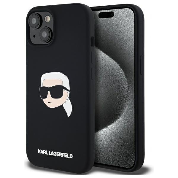 Karl Lagerfeld KLHMP15SSKHPPLK iPhone 15 6.1&quot; czarny/black hardcase Silicone Karl Head Print MagSafe