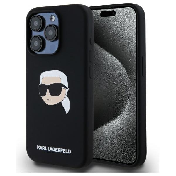 Karl Lagerfeld KLHMP15LSKHPPLK iPhone 15 Pro 6.1&quot; czarny/black hardcase Silicone Karl Head Print MagSafe