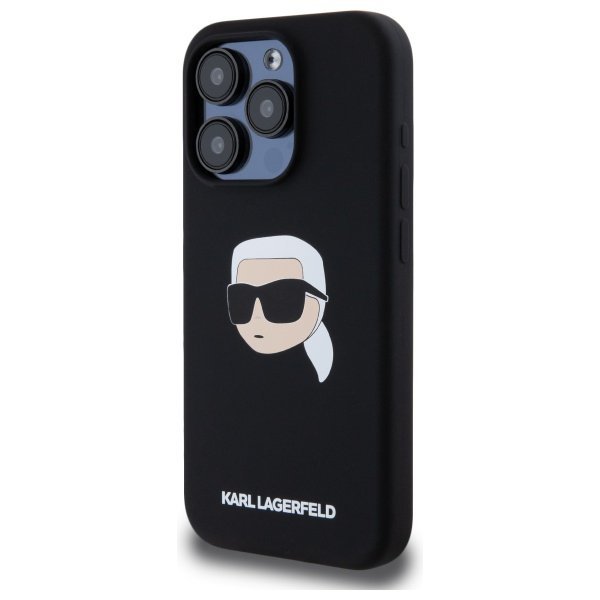Karl Lagerfeld KLHMP15LSKHPPLK iPhone 15 Pro 6.1&quot; czarny/black hardcase Silicone Karl Head Print MagSafe